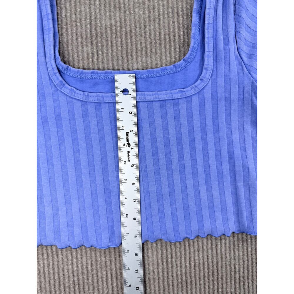 OFFLINE by Aerie OG Groove Ribbed Square Neck Crop Tee Blue L - Picture 10 of 10